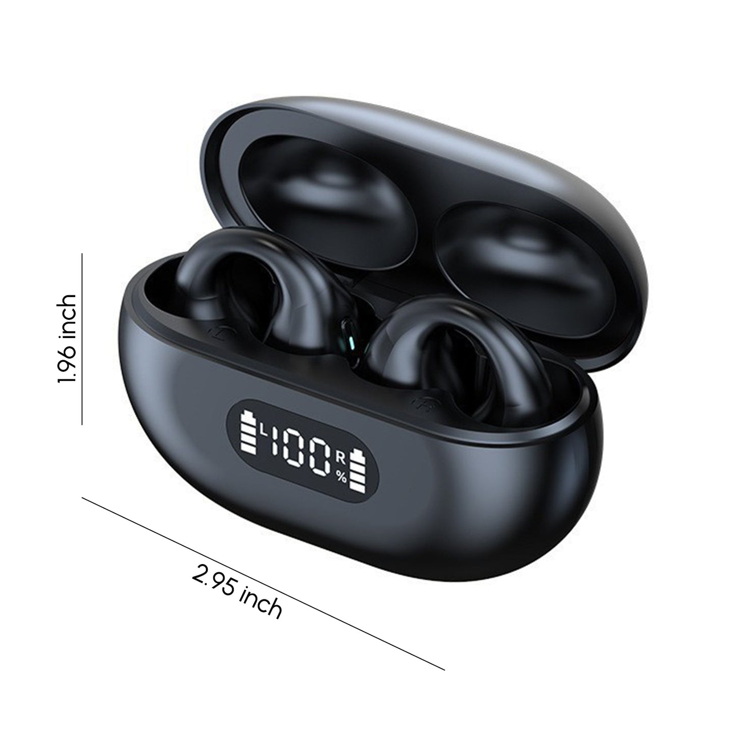 5.3 Bluetooth Open Ear Clip Wireless Earbuds with Earhooks & Digital